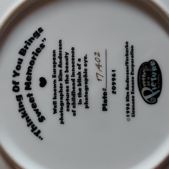 "Thinking Of You Brings Sweet Memories" by Kim Anderson Plate - Picture 3 of 5